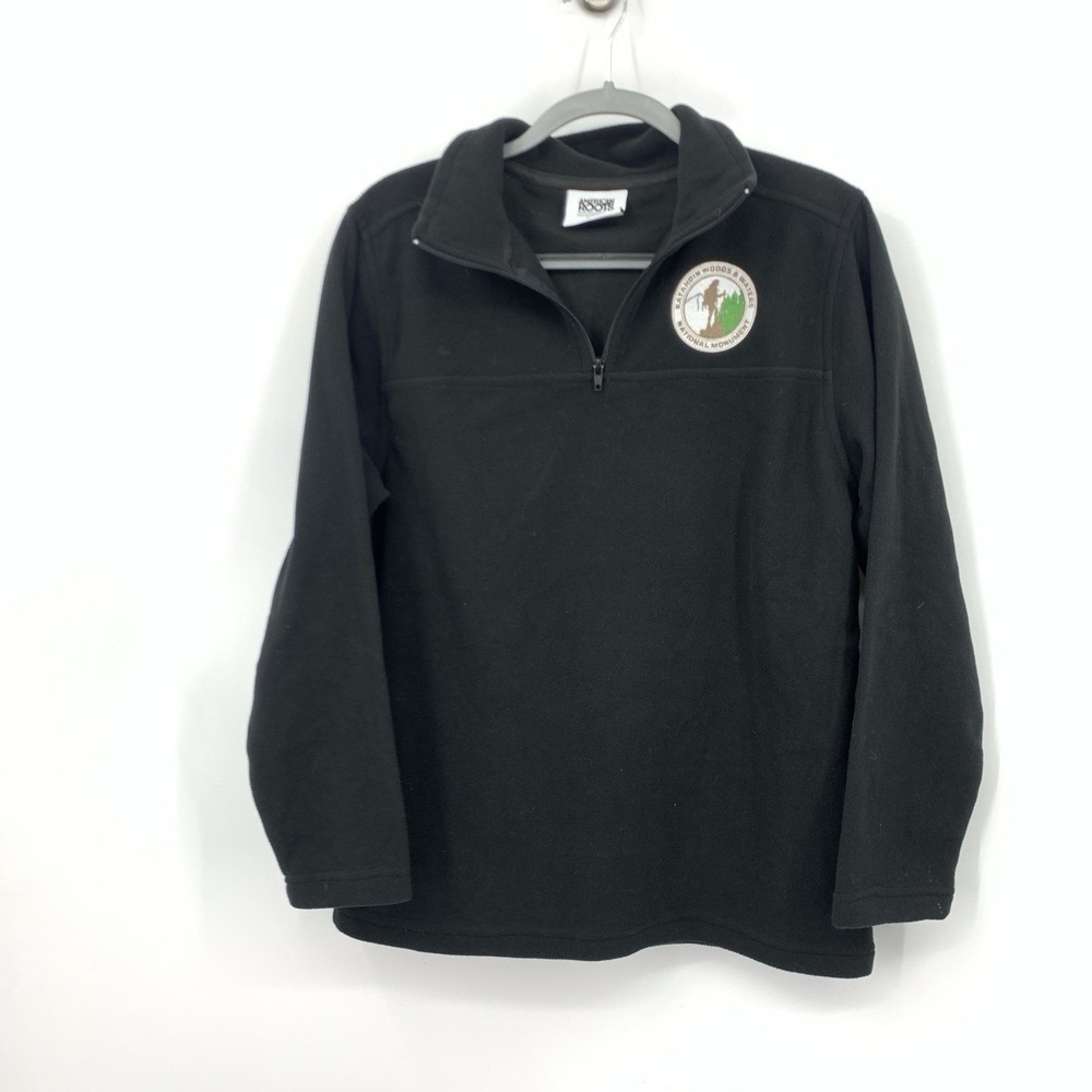 American Roots Maine Made Men Size Medium Pullover Black Fleece 1/4 Sweatshirt